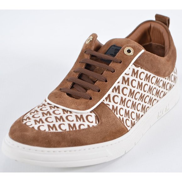 New MCM Men\'s Logo Canvas Suede Low Top Sneakers Shoes 46 13